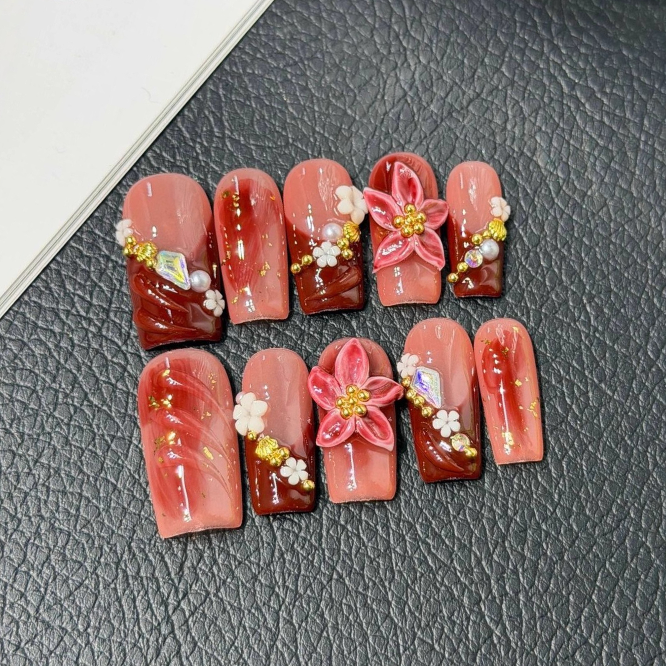 Nail Art French - 10Pcs French Ballet Handmade Retro Exquisite