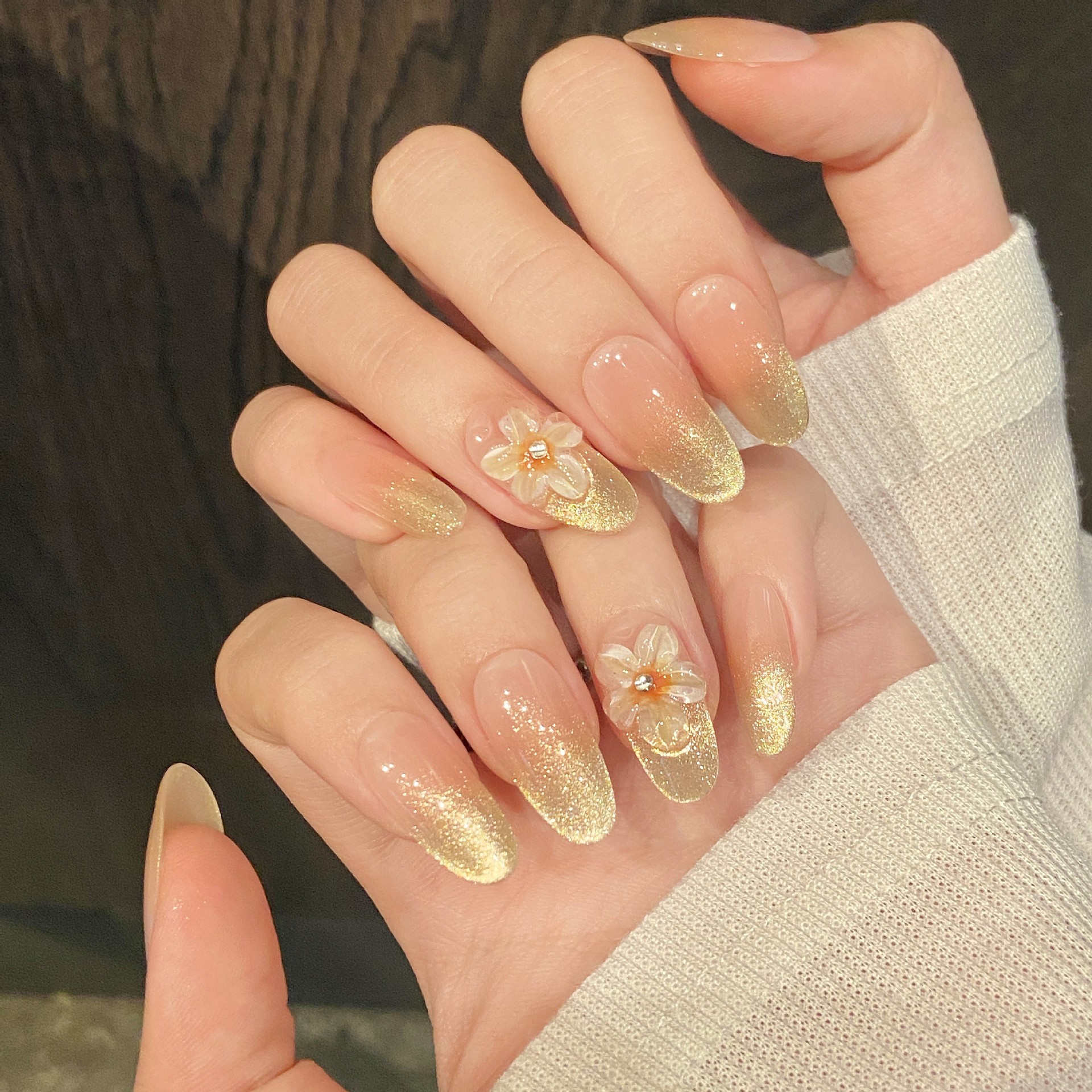 Nail Art Yellow - 10pcs Handmade Press on Nails Gradient