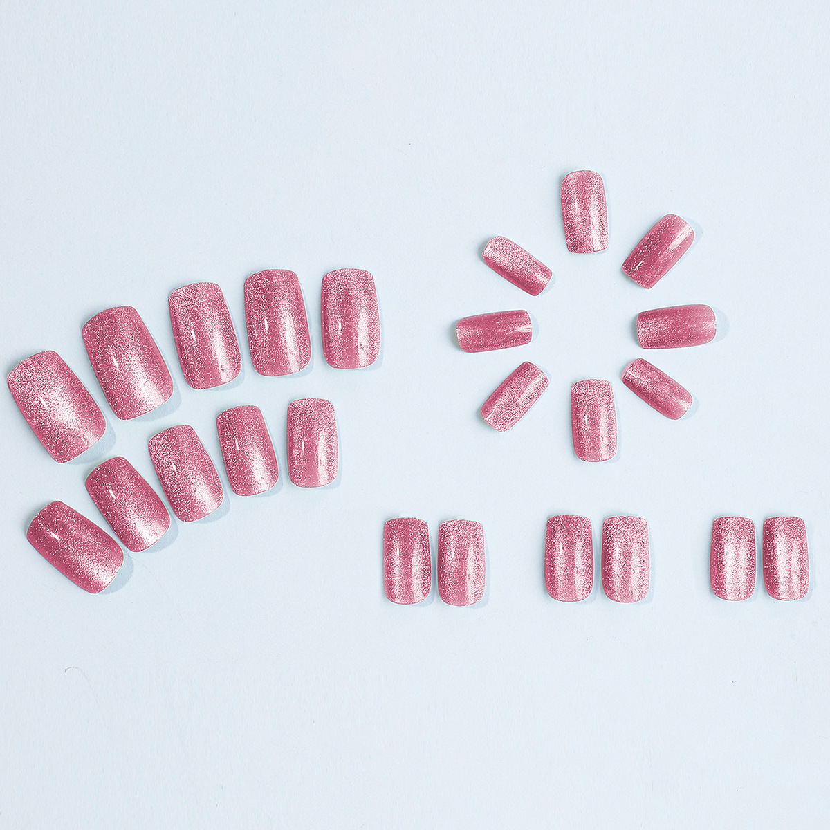 Nail Art Yellow - 24pcs/set short square fake nails cat
