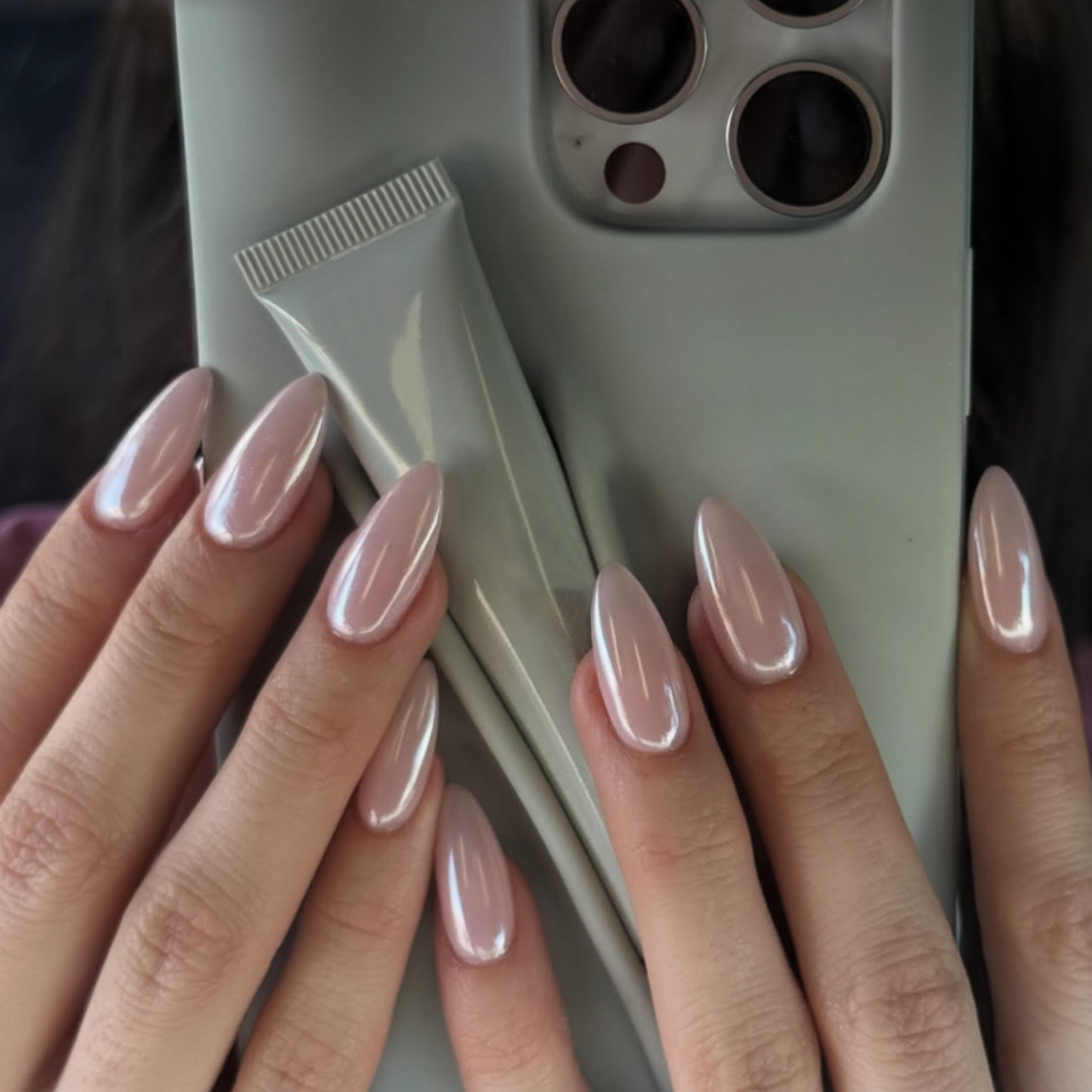 Nail Art Oval - 24Pcs Simple Nude Pink Solid Nail