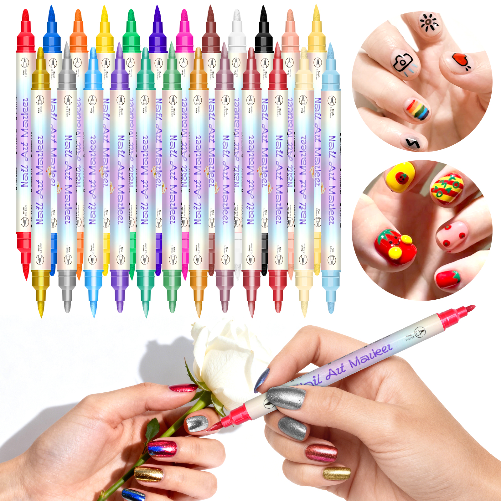 Nail Art One Stroke - Dual-Ended Nail Art Pens, Available in