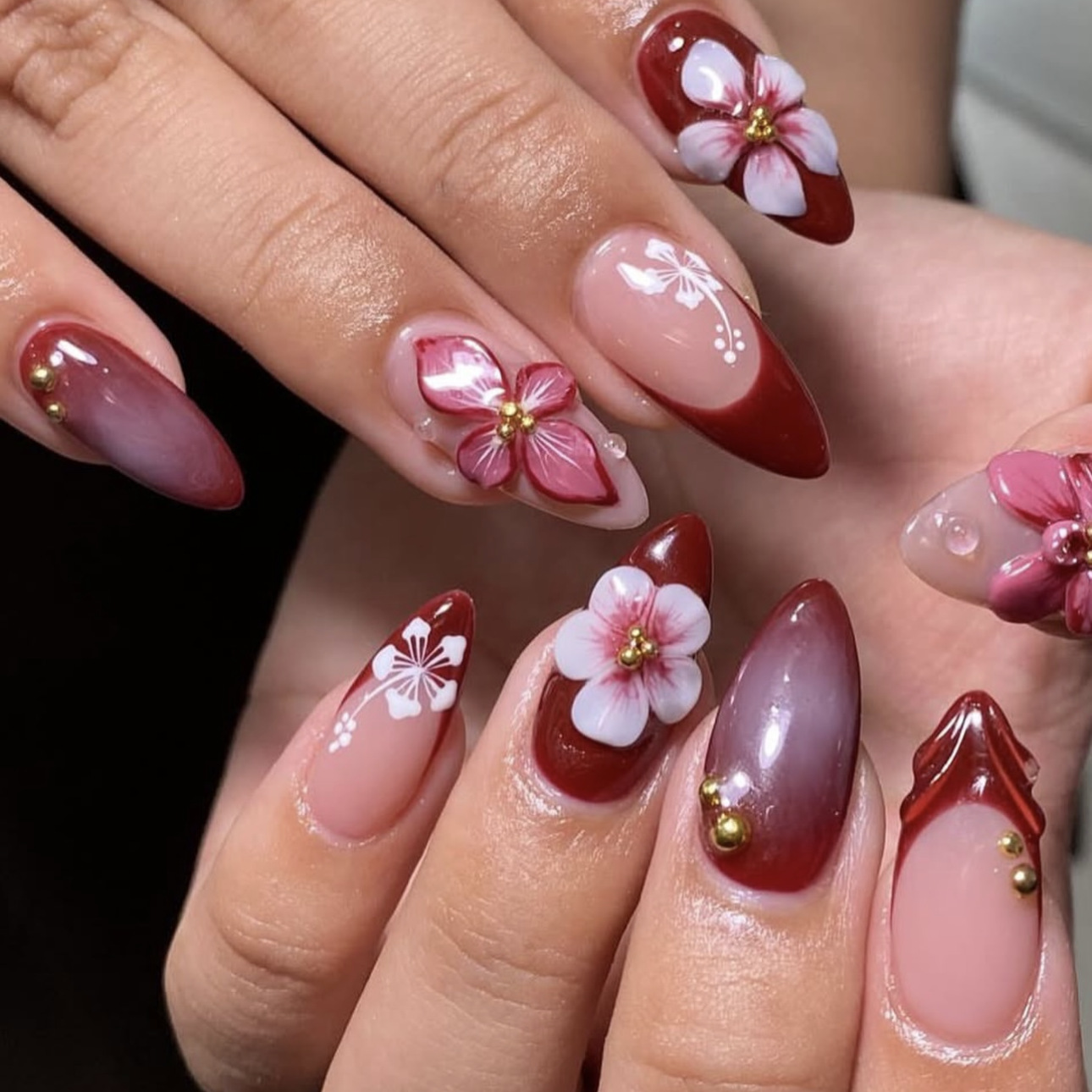 Nail Art French - 24pcs Red French Press on Nails