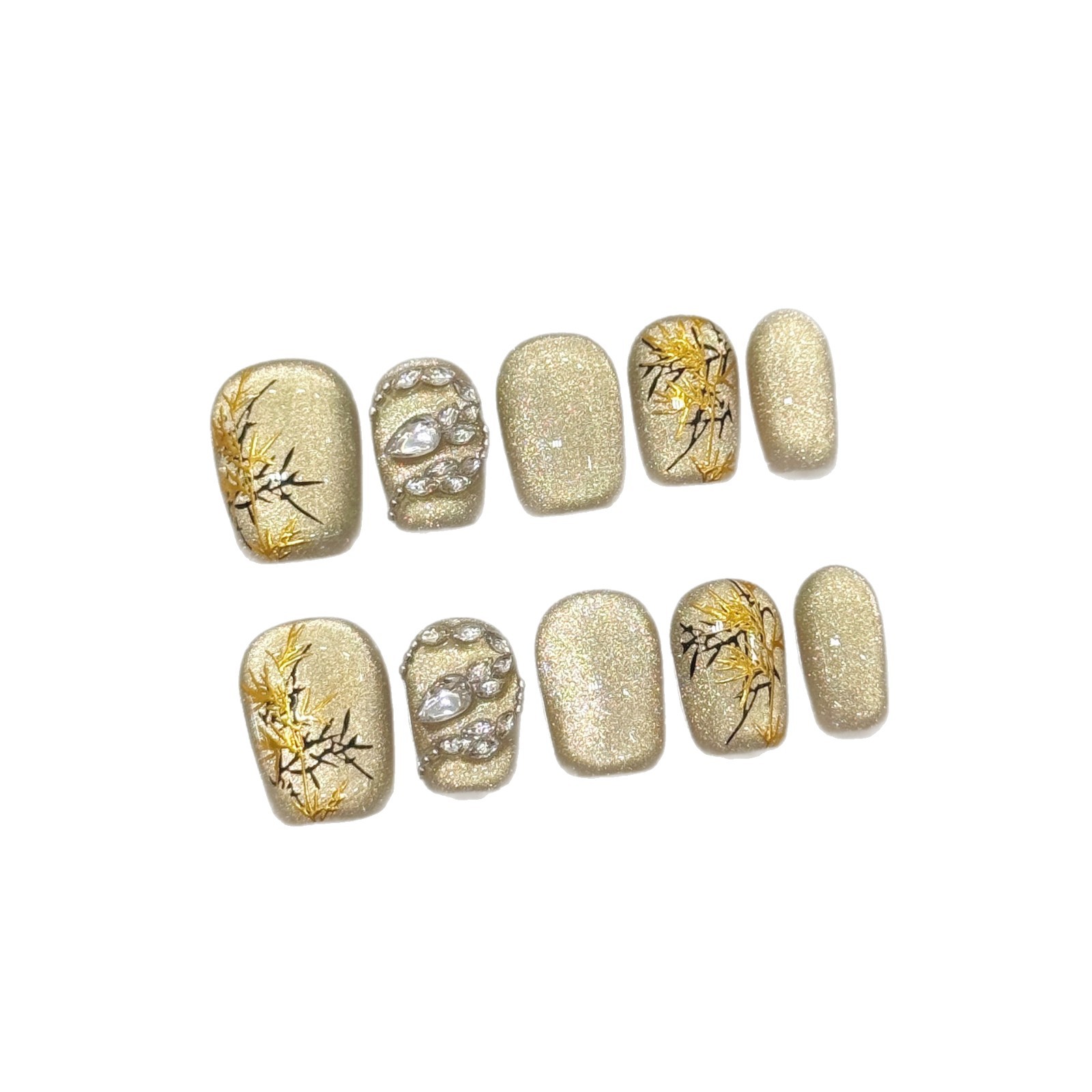 10pcs New Chinese Style Handma - Nail Art Yellow 리뷰 및 가격