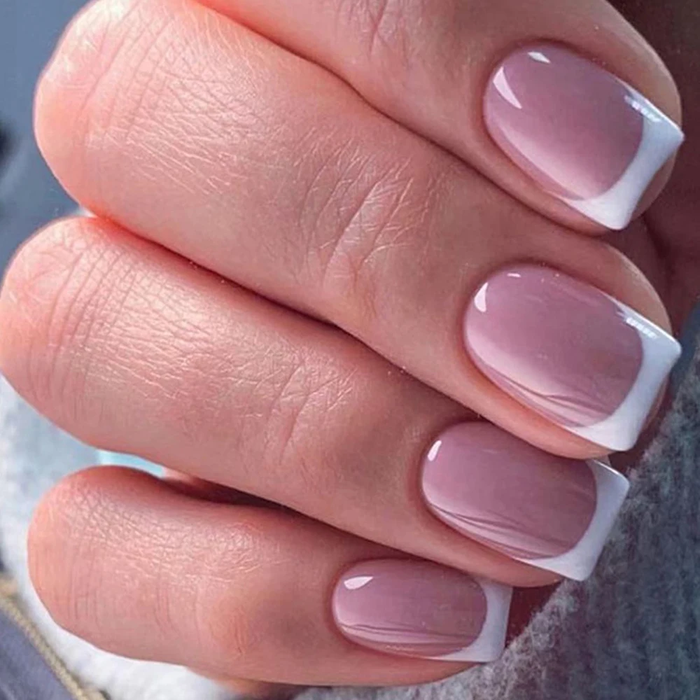 24PCS Short Square Fake Nails, - Nail Art French 리뷰 및 가격
