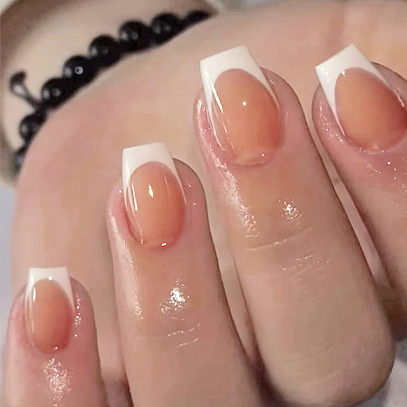 24PCS Short Square Fake Nails, - Nail Art French 리뷰 및 가격