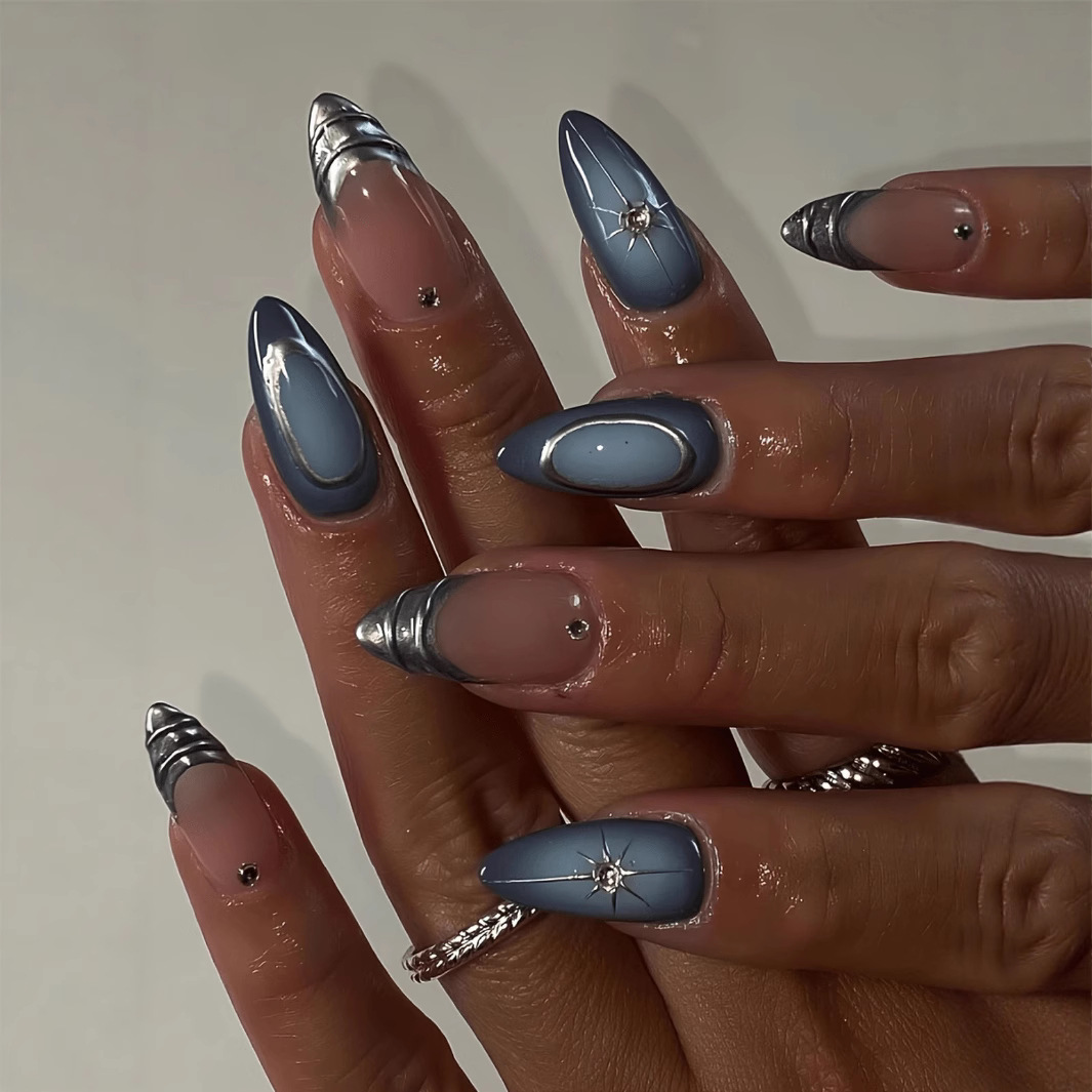 24Pcs Short Almond Nails Set F - Nail Art French 리뷰 및 가격