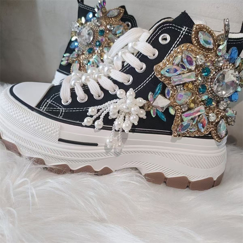 Thick sole high top nailed bea - Rhinestone Nail Gem 리뷰 및 가격