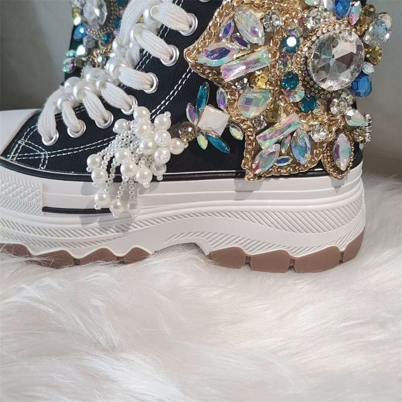 Thick sole high top nailed bea - Rhinestone Nail Gem 리뷰 및 가격