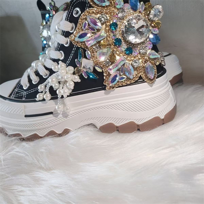 Thick sole high top nailed bea - Rhinestone Nail Gem 리뷰 및 가격