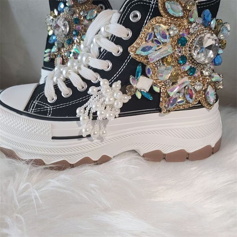 Thick sole high top nailed bea - Rhinestone Nail Gem 리뷰 및 가격
