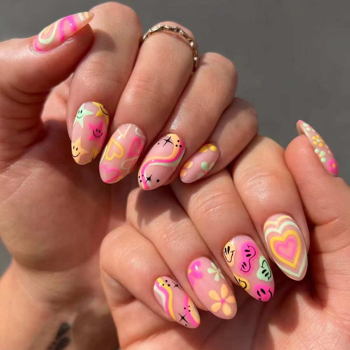 24pcs Short Almond Press on Na - Nail Art Oval 리뷰 및 가격