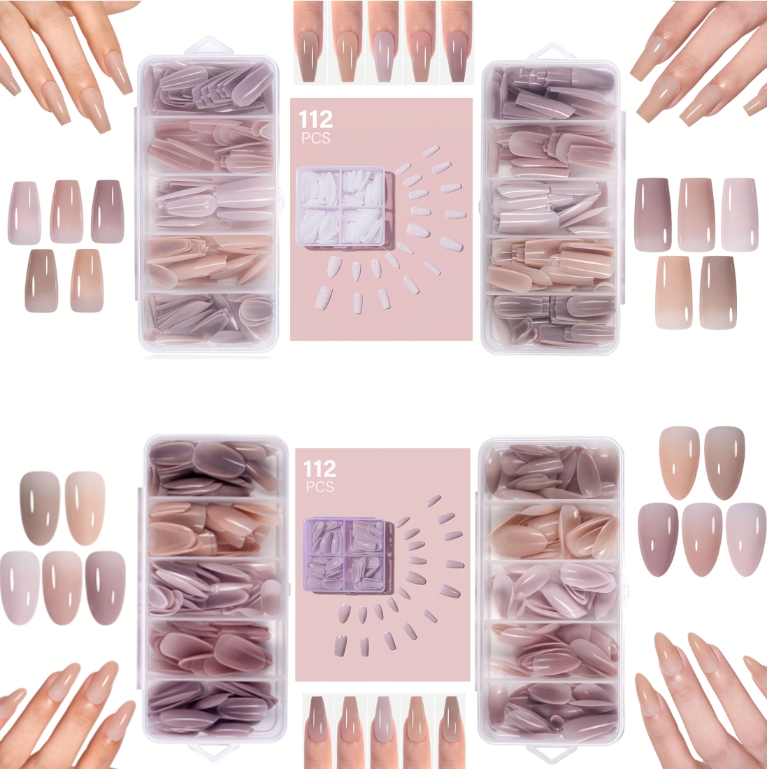 112pcs/140pcs1Box 5-color shor - Nail Art Oval 리뷰 및 가격