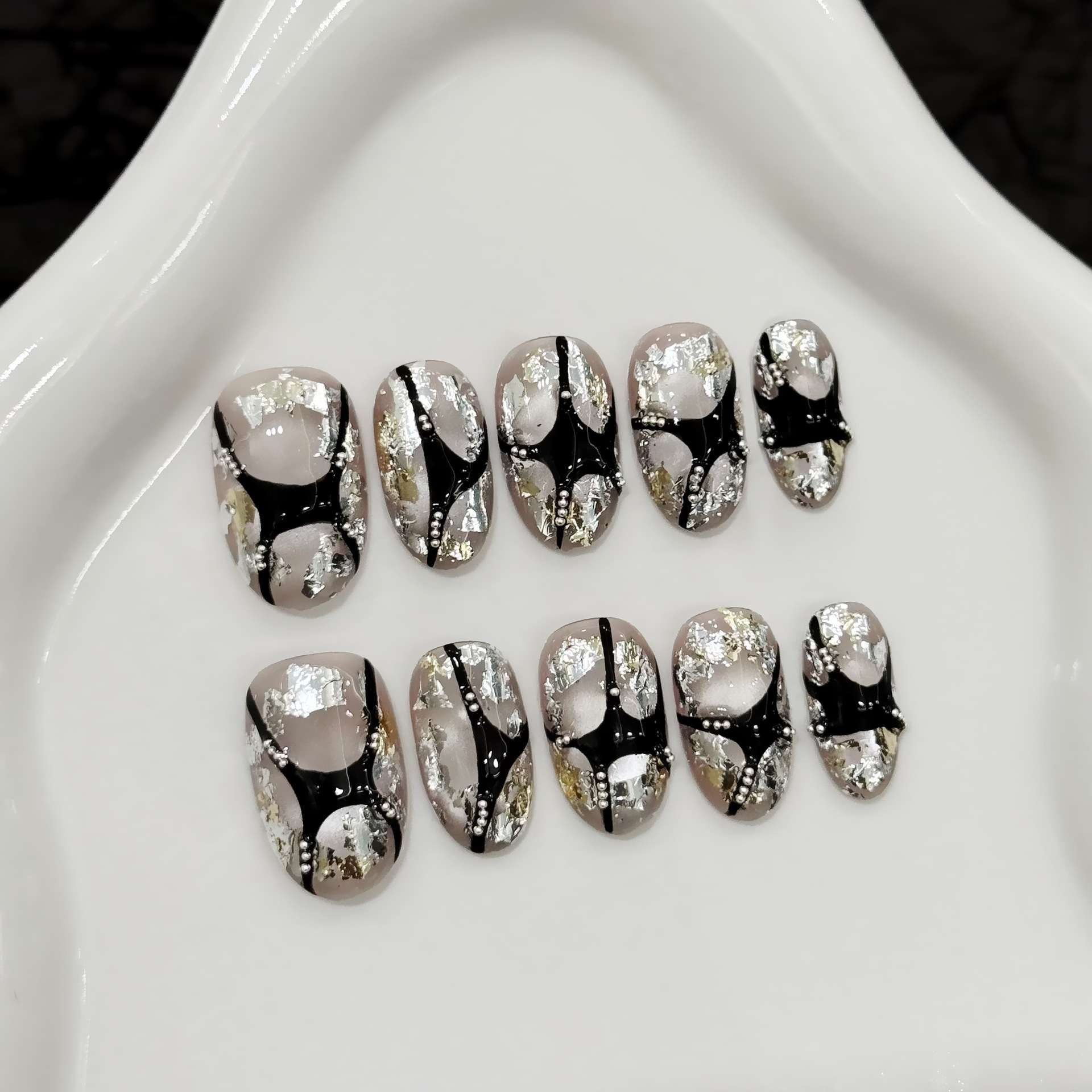 10pcs Pure Hand Pressed Short  - Nail Art Oval 리뷰 및 가격