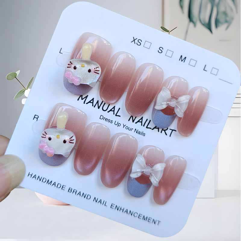 10Pcs Women Fashion Kawaii Hel - Nail Art Oval 리뷰 및 가격
