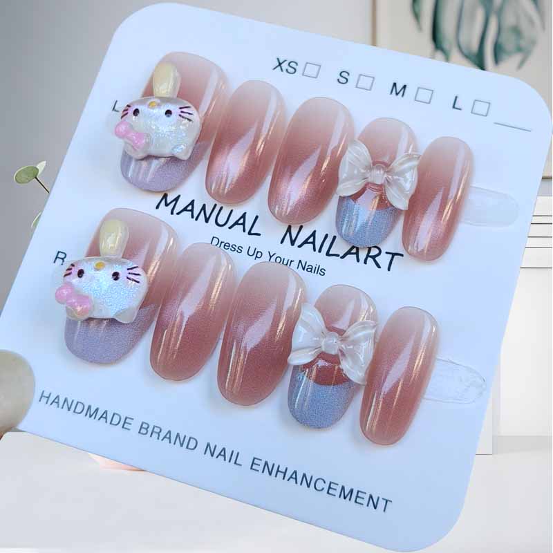 10Pcs Women Fashion Kawaii Hel - Nail Art Oval 리뷰 및 가격