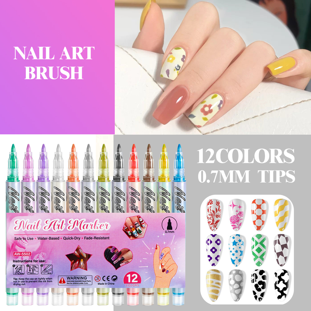 12-Color 0.7mm Nail Art Pens,  - Nail Art One Stroke 리뷰 및 가격