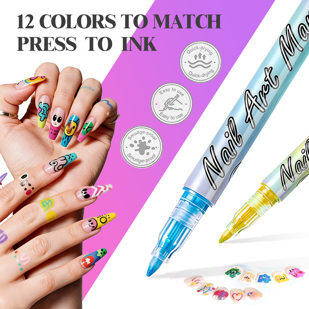 12-Color 0.7mm Nail Art Pens,  - Nail Art One Stroke 리뷰 및 가격