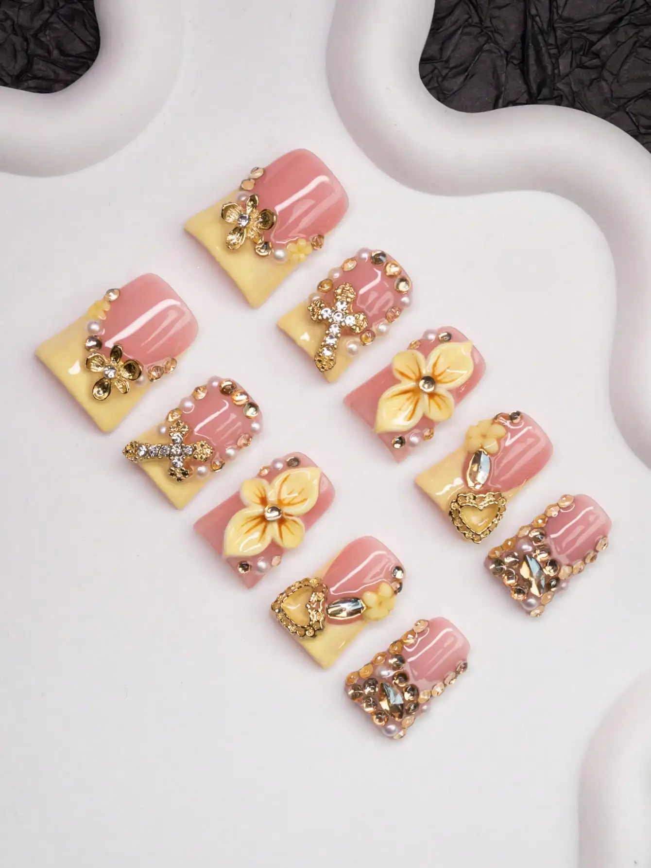 10Pcs Set Handmade Duck-Mouth  - Nail Art Yellow 리뷰 및 가격