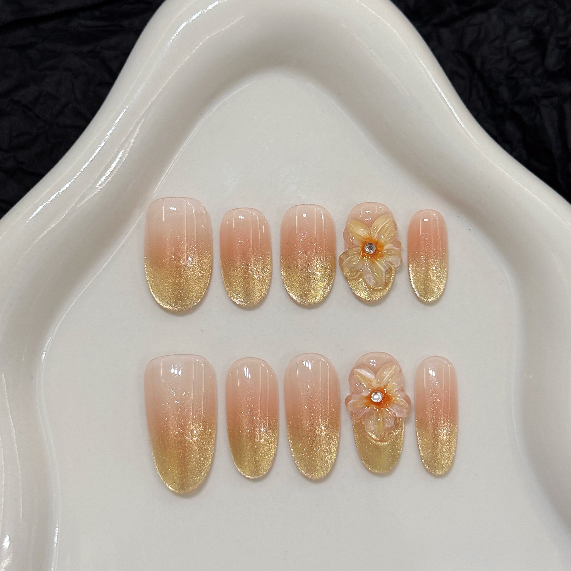 10pcs Handmade Press on Nails  - Nail Art Yellow 리뷰 및 가격