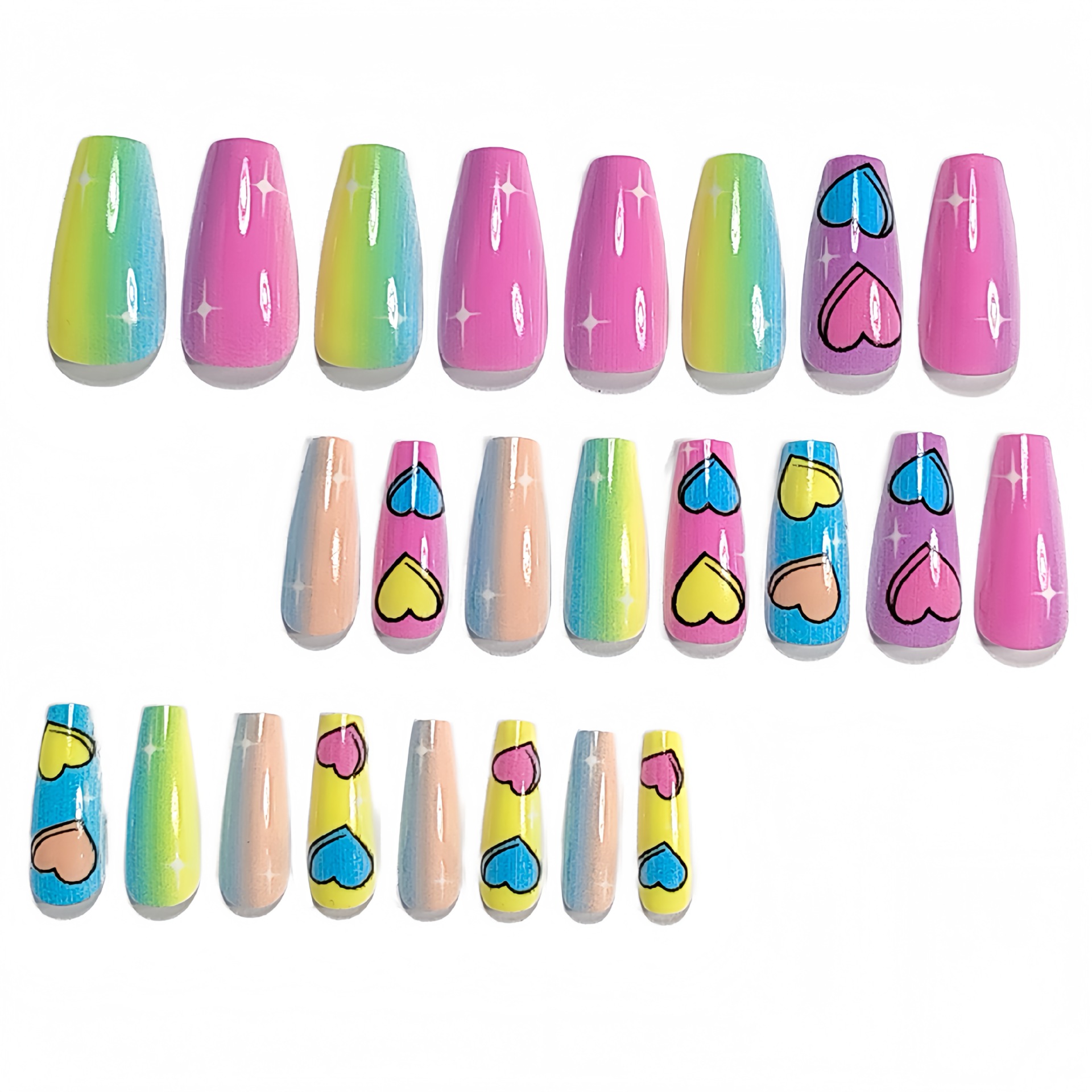 Short Medium fake nails gradie - Nail Art Yellow 리뷰 및 가격