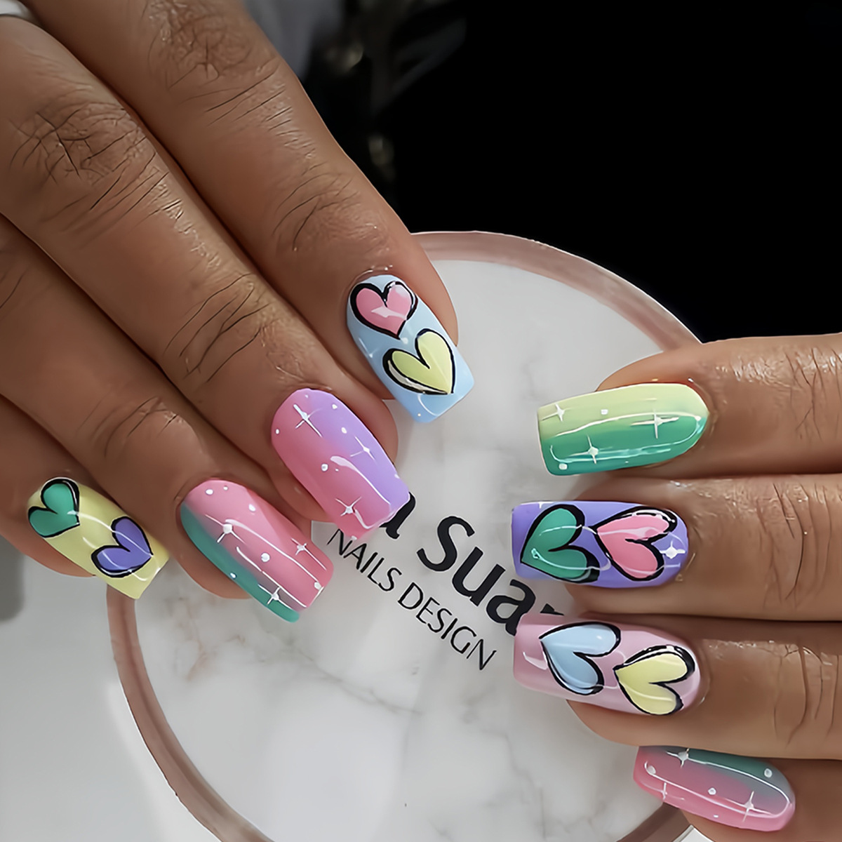 Short Medium fake nails gradie - Nail Art Yellow 리뷰 및 가격