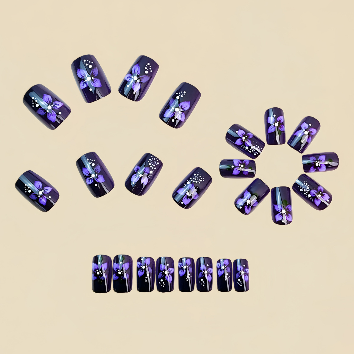 Medium square fake nails for w - Nail Art French 리뷰 및 가격