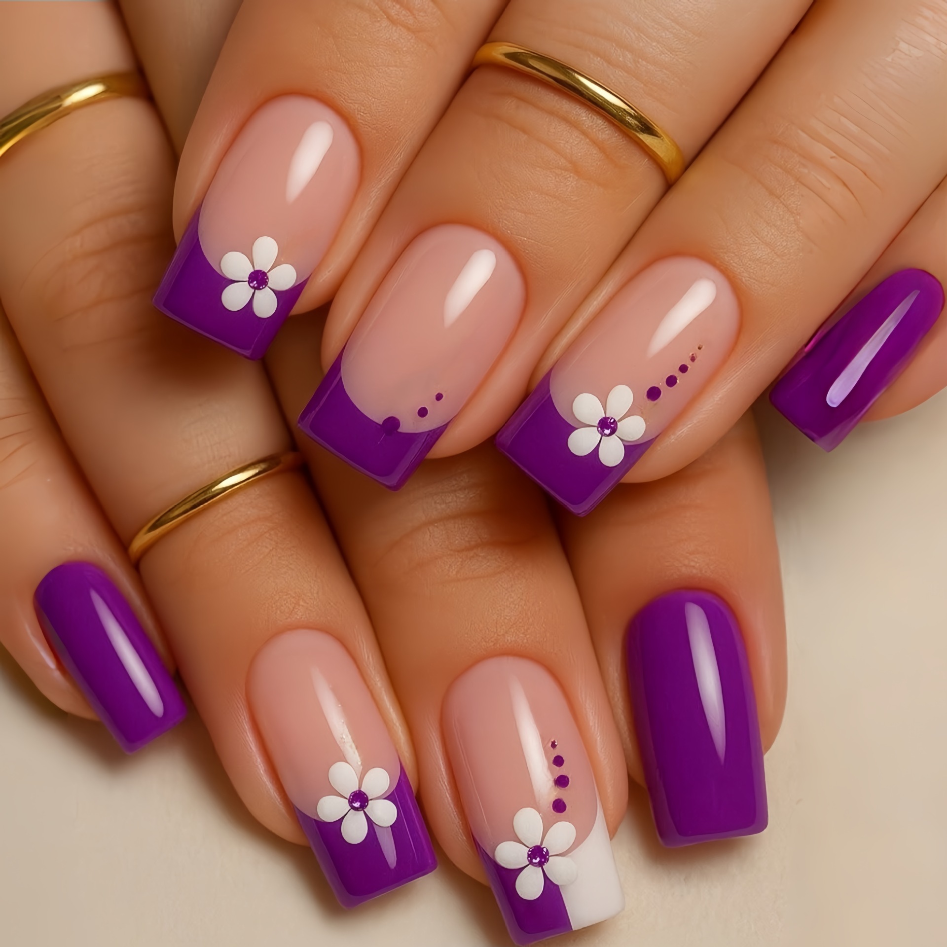 Medium square fake nails for w - Nail Art French 리뷰 및 가격