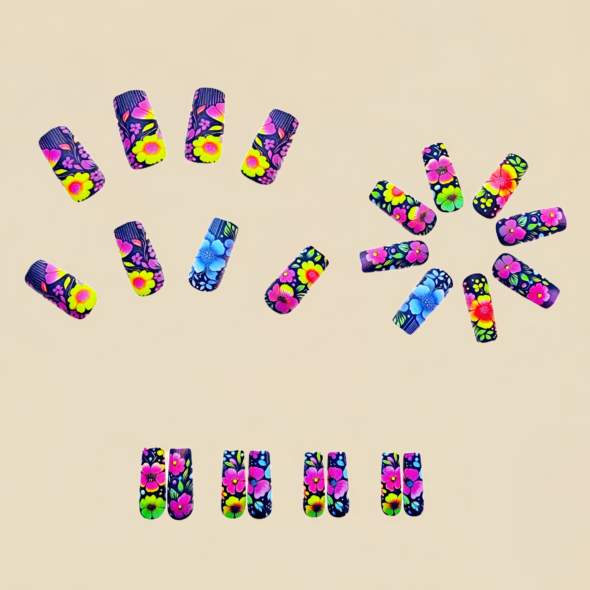 Medium long fake nails gradien - Nail Art Yellow 리뷰 및 가격