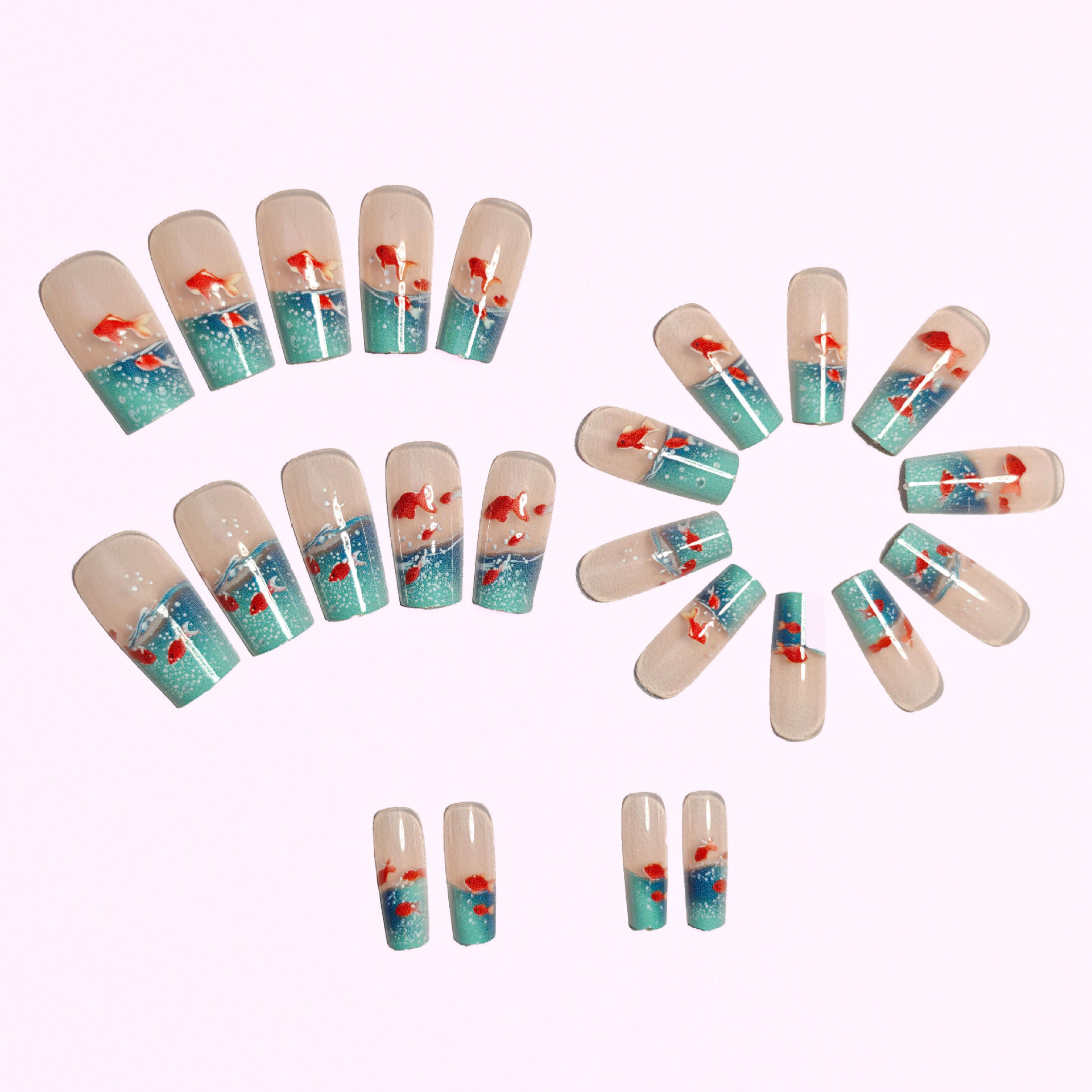 Medium long Square fake nails  - Nail Art Yellow 리뷰 및 가격
