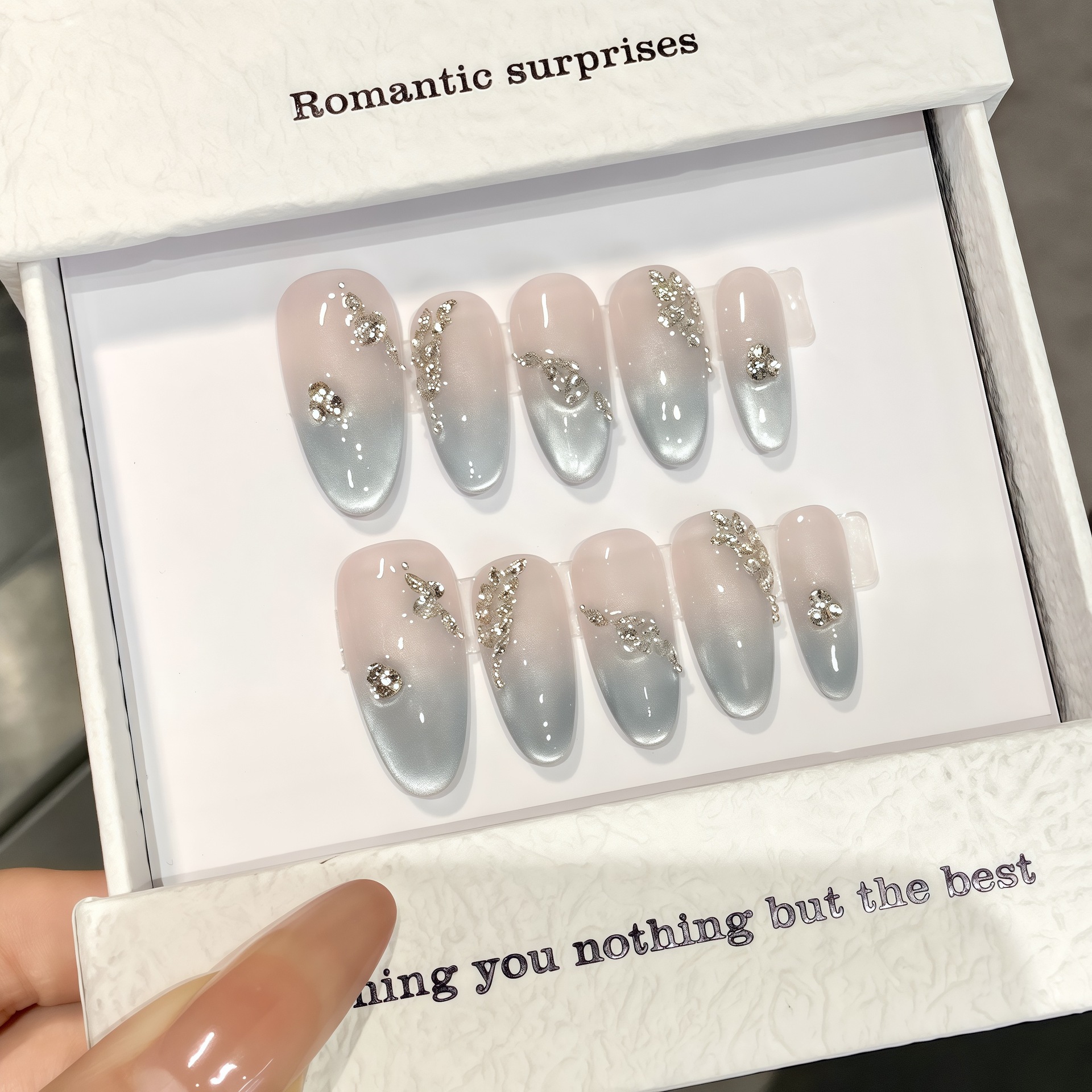 10pcs Pure Hand Pressed Medium - Nail Art Oval 리뷰 및 가격