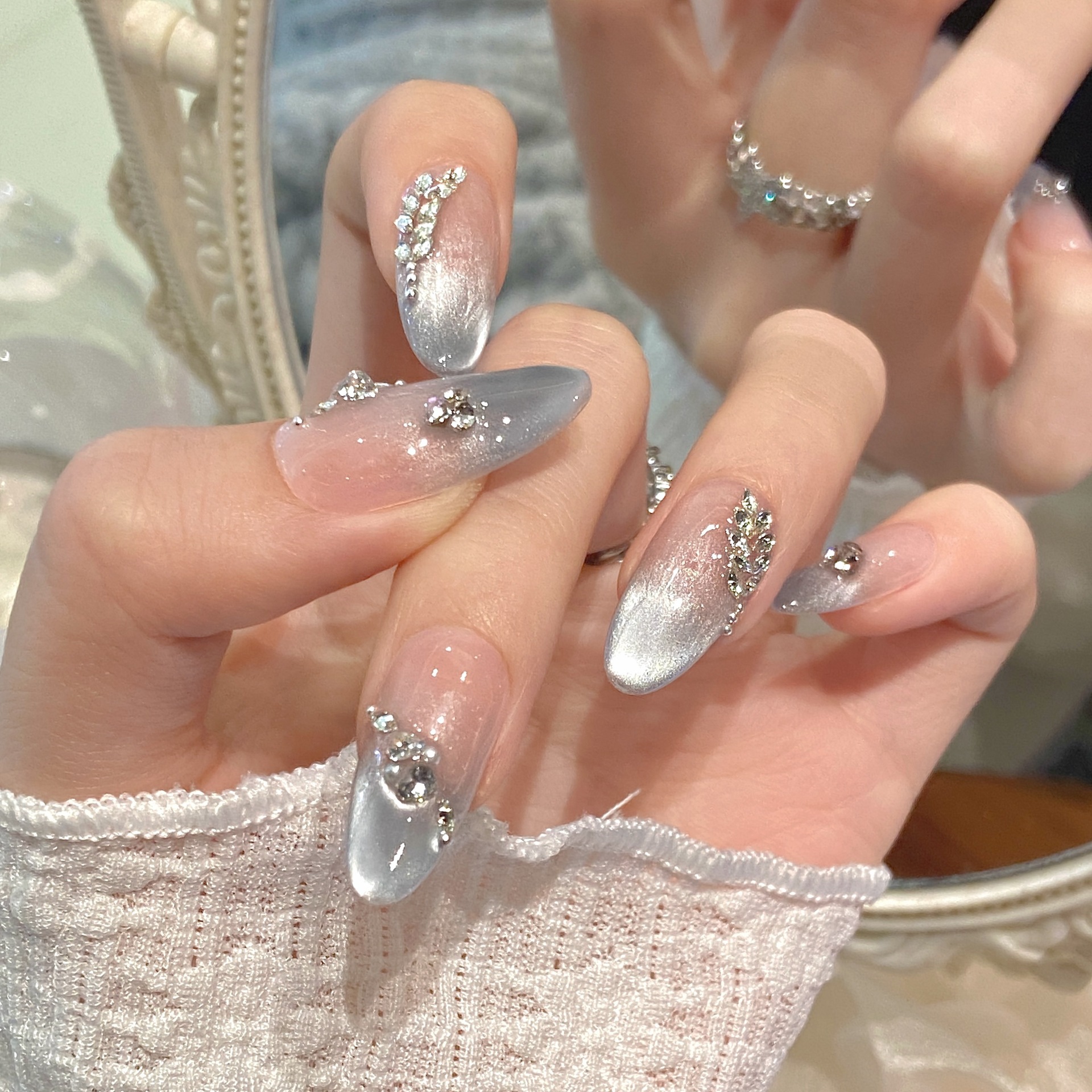 10pcs Pure Hand Pressed Medium - Nail Art Oval 리뷰 및 가격