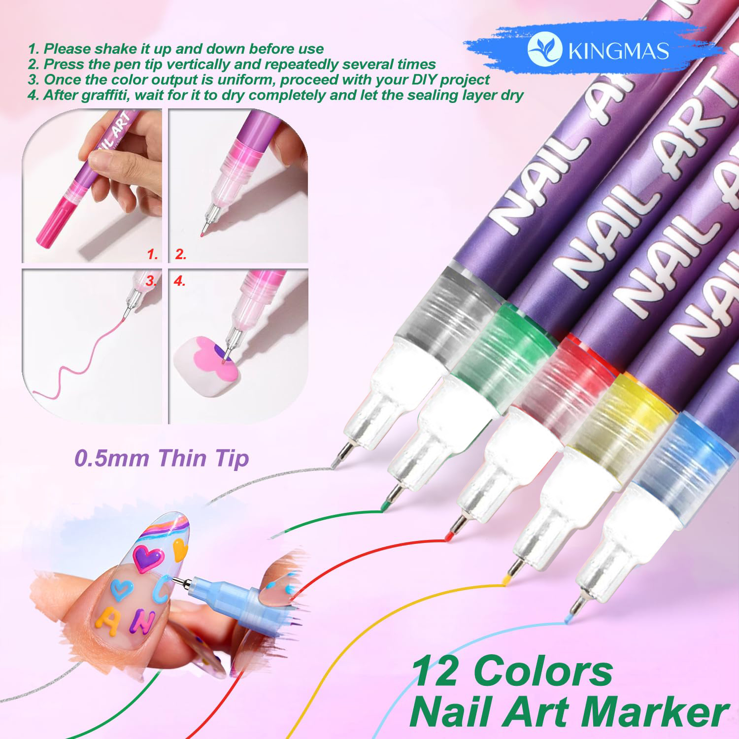 12 Shades Nail Art Pen Kit,202 - Nail Art Trend 2026 리뷰 및 가격