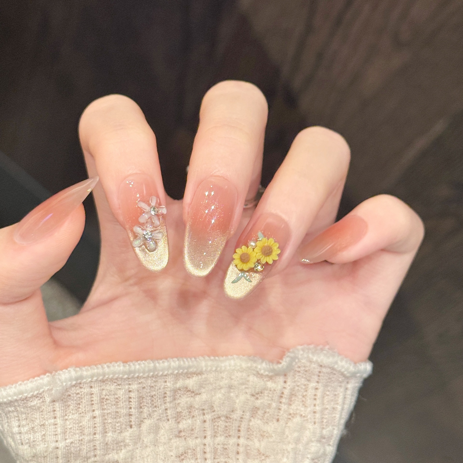 10pcs Pure Hand Pressed Medium - Nail Art Oval 리뷰 및 가격