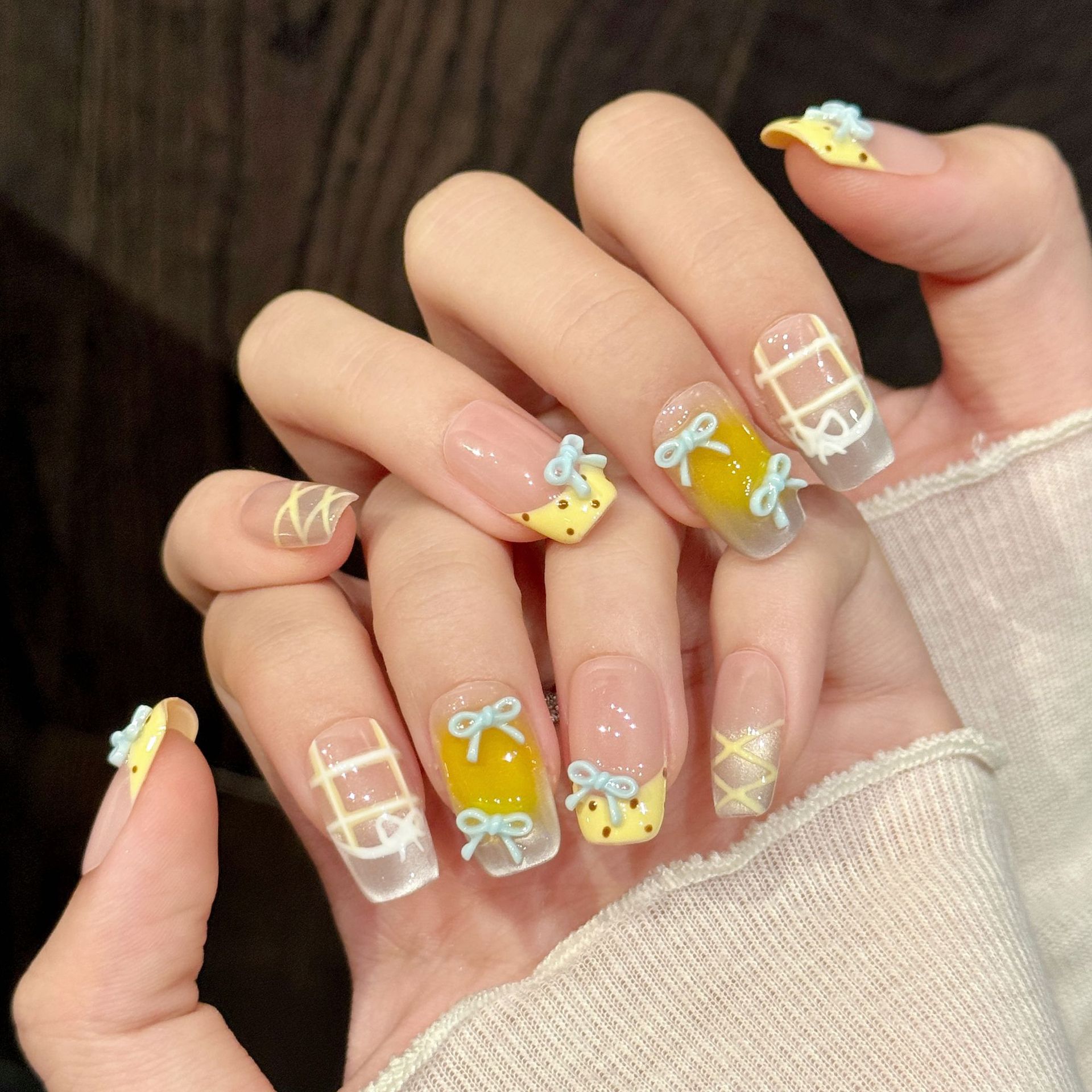 10pcs Handmade Kawaii Cute Gra - Nail Art Yellow 리뷰 및 가격
