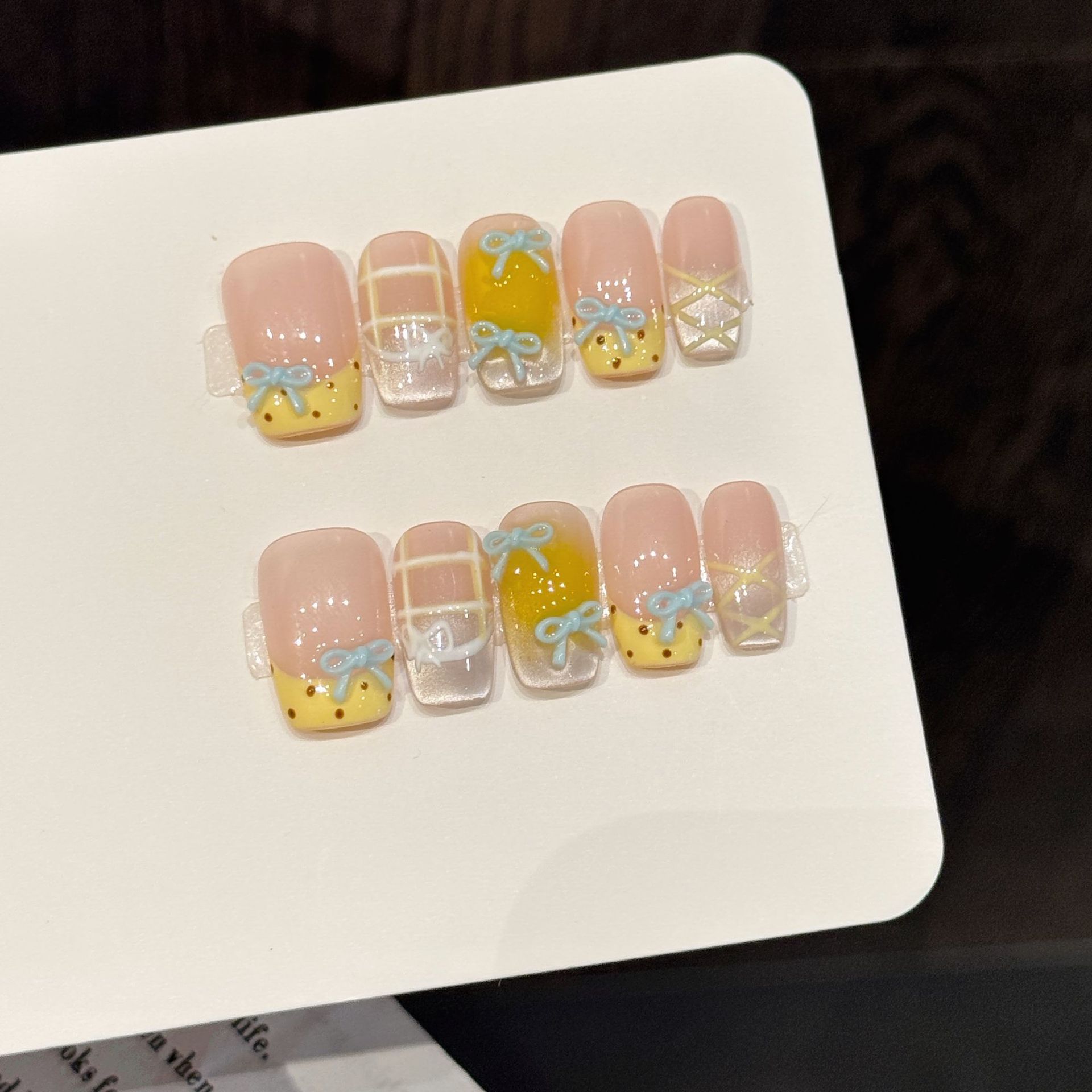10pcs Handmade Kawaii Cute Gra - Nail Art Yellow 리뷰 및 가격