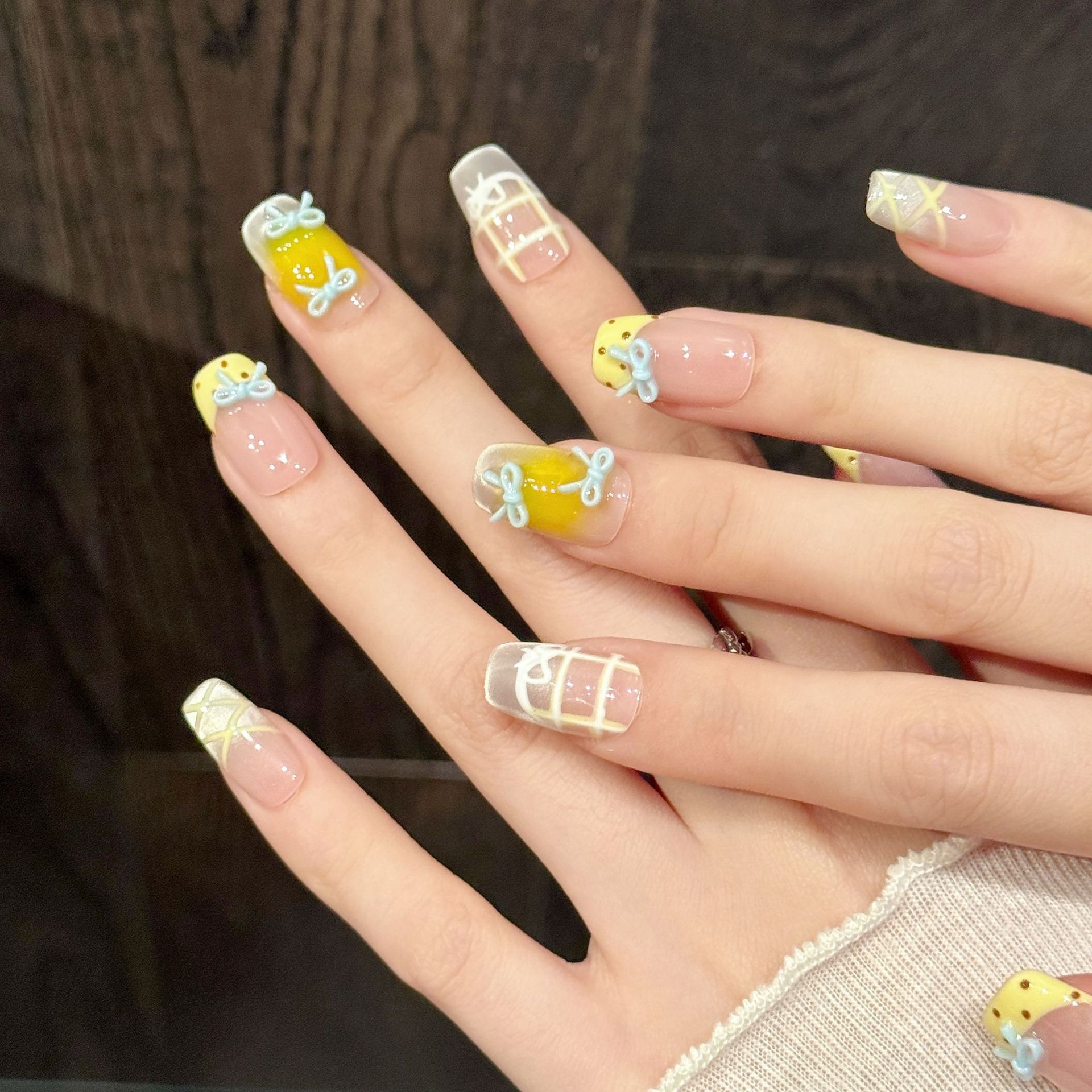 10pcs Handmade Kawaii Cute Gra - Nail Art Yellow 리뷰 및 가격