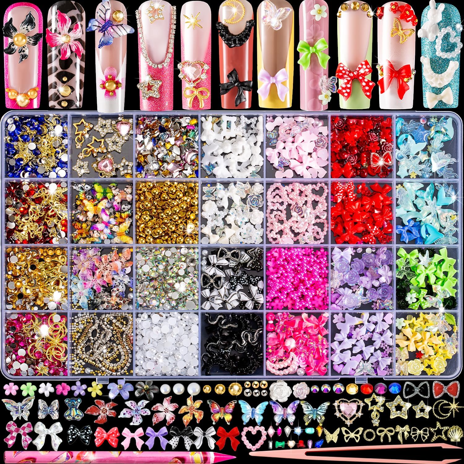 8000pcs 3D Nail Charms & Gems  - Rhinestone Nail Gem 리뷰 및 가격