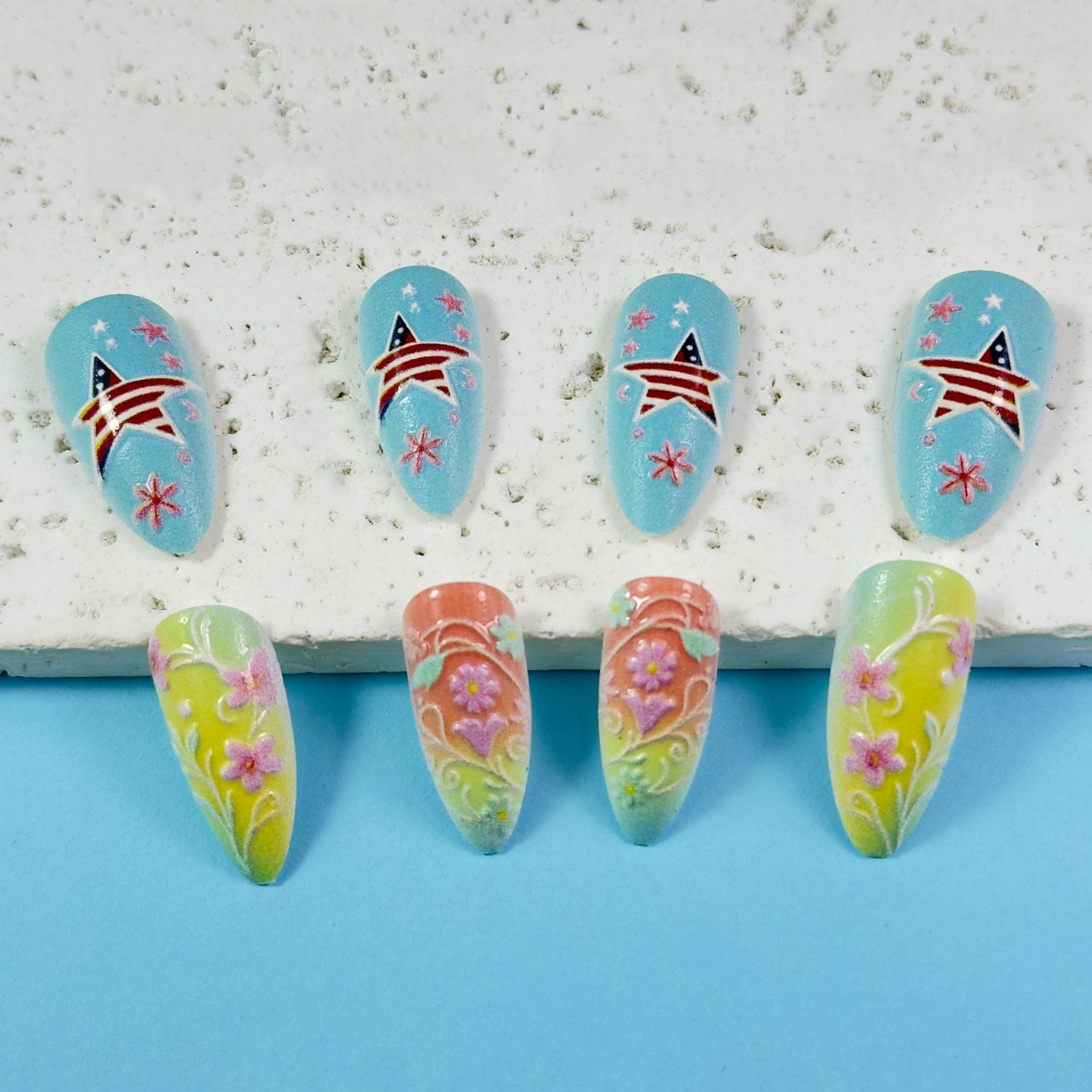 3D fake nails for women gilr b - Nail Art Yellow 리뷰 및 가격
