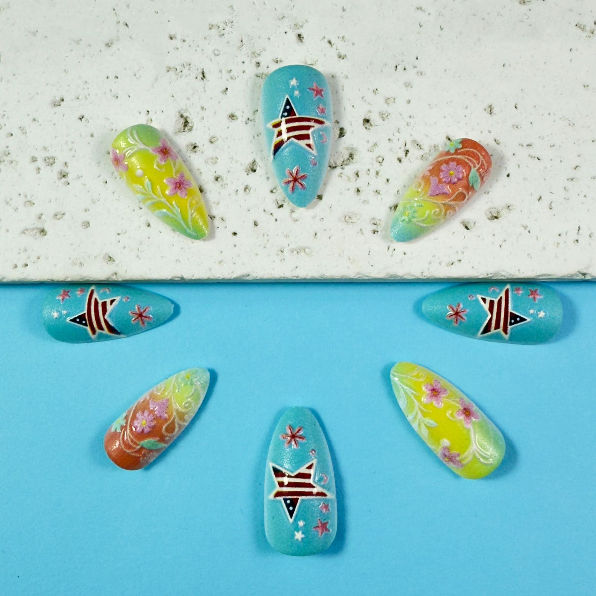 3D fake nails for women gilr b - Nail Art Yellow 리뷰 및 가격