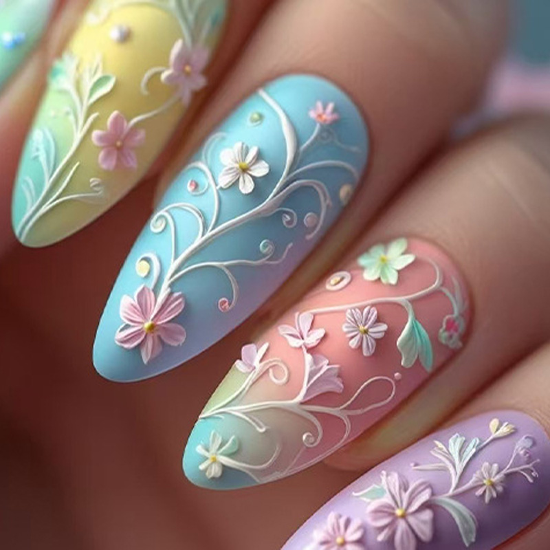 3D fake nails for women gilr b - Nail Art Yellow 리뷰 및 가격