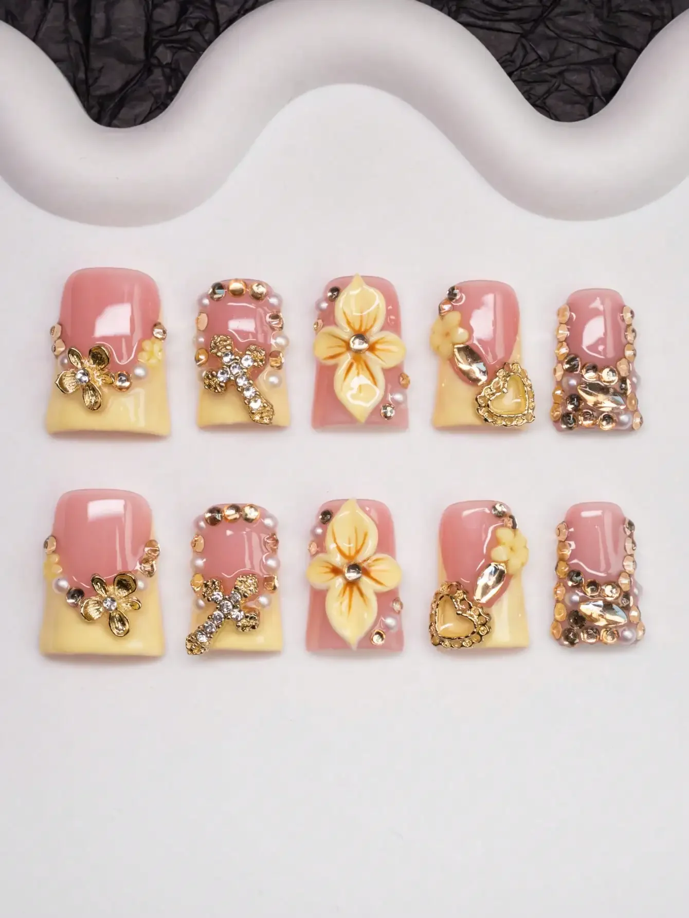 10Pcs Set Handmade Duck-Mouth  - Nail Art Yellow 리뷰 및 가격