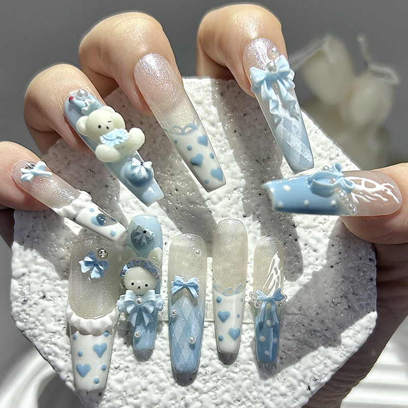 10 Pieces Kawaii 3D Bow Teddy  - Nail Art French 리뷰 및 가격