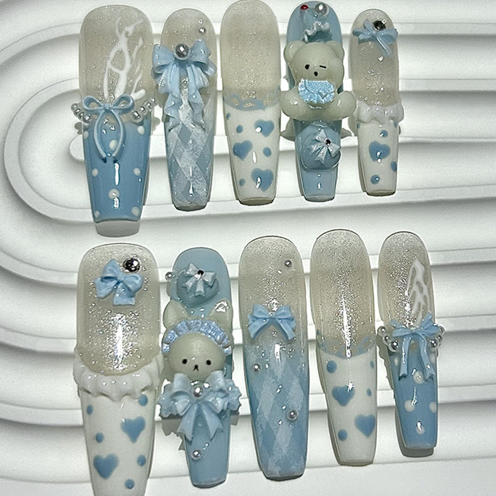 10 Pieces Kawaii 3D Bow Teddy  - Nail Art French 리뷰 및 가격