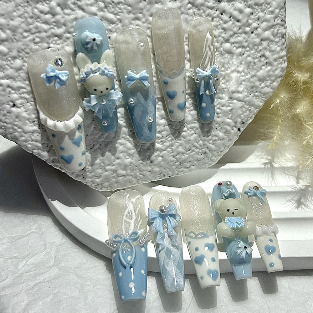 10 Pieces Kawaii 3D Bow Teddy  - Nail Art French 리뷰 및 가격