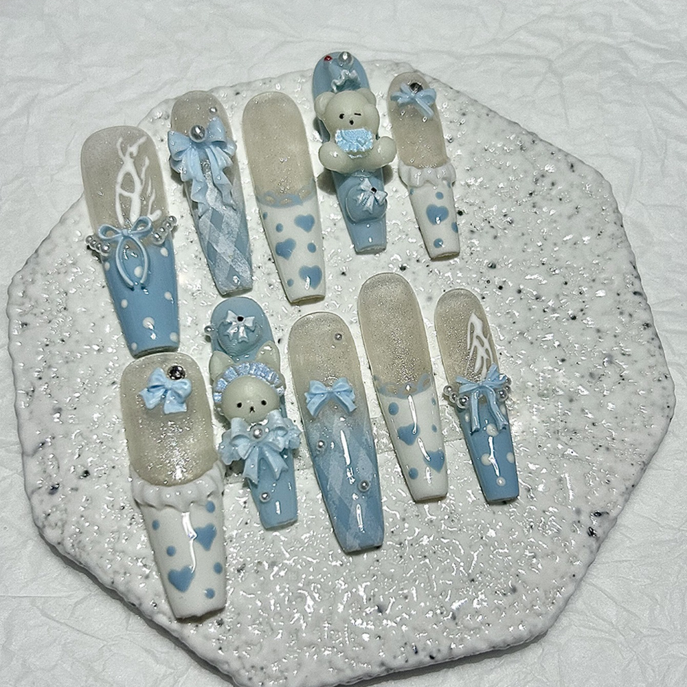 10 Pieces Kawaii 3D Bow Teddy  - Nail Art French 리뷰 및 가격