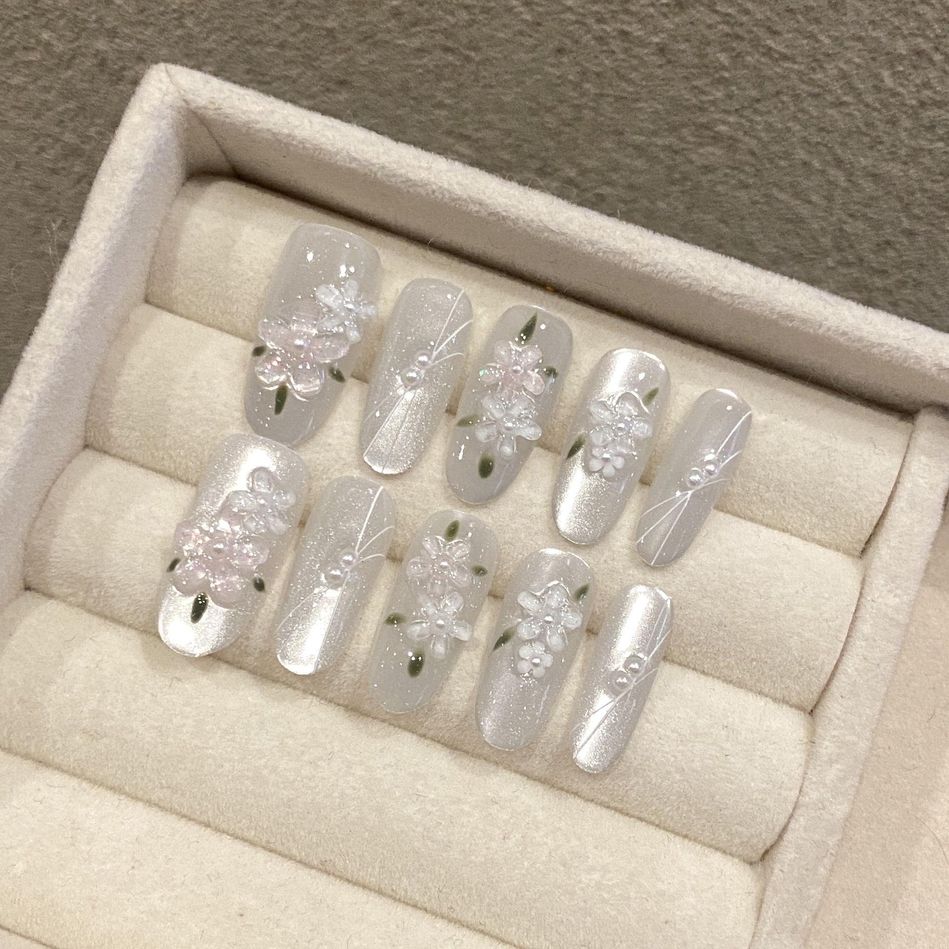 10pcs Glitter Sliver Press On  - Nail Art Oval 리뷰 및 가격