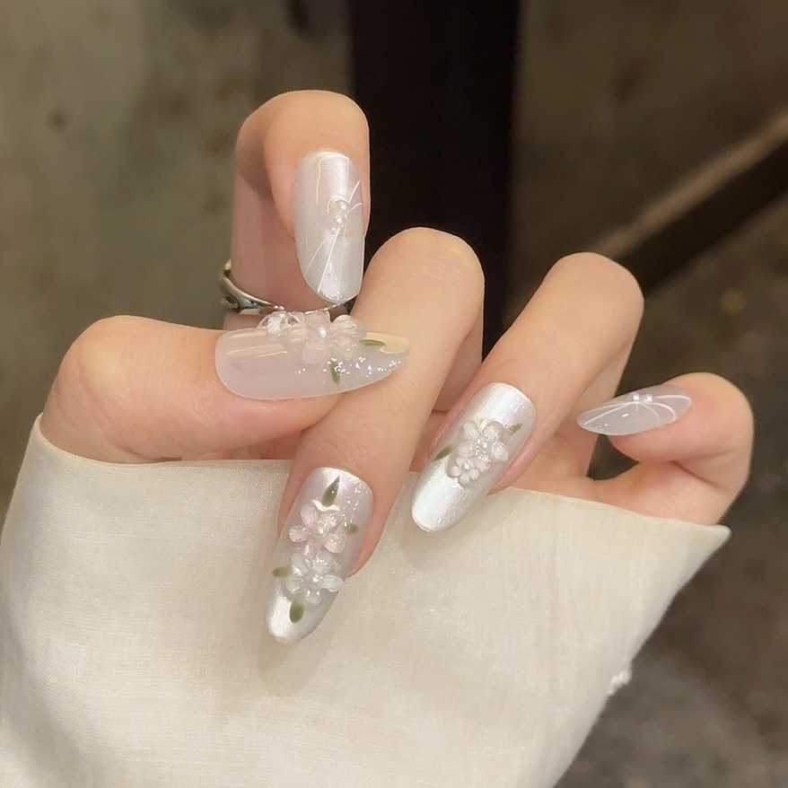 10pcs Glitter Sliver Press On  - Nail Art Oval 리뷰 및 가격
