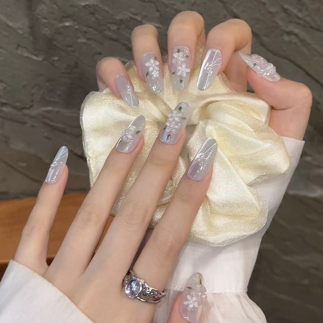 10pcs Glitter Sliver Press On  - Nail Art Oval 리뷰 및 가격