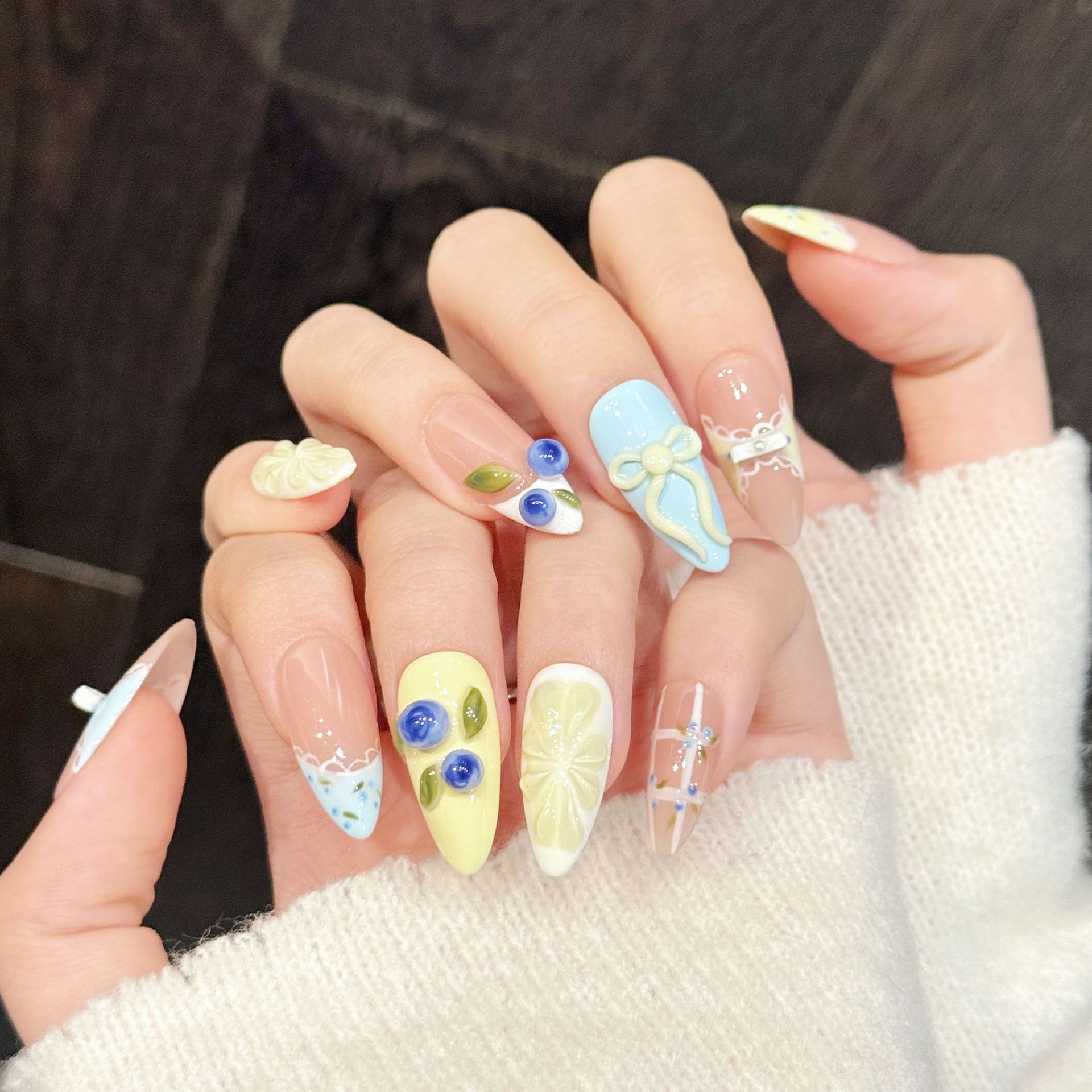 10pcs Pure Hand Pressed Medium - Nail Art Yellow 리뷰 및 가격