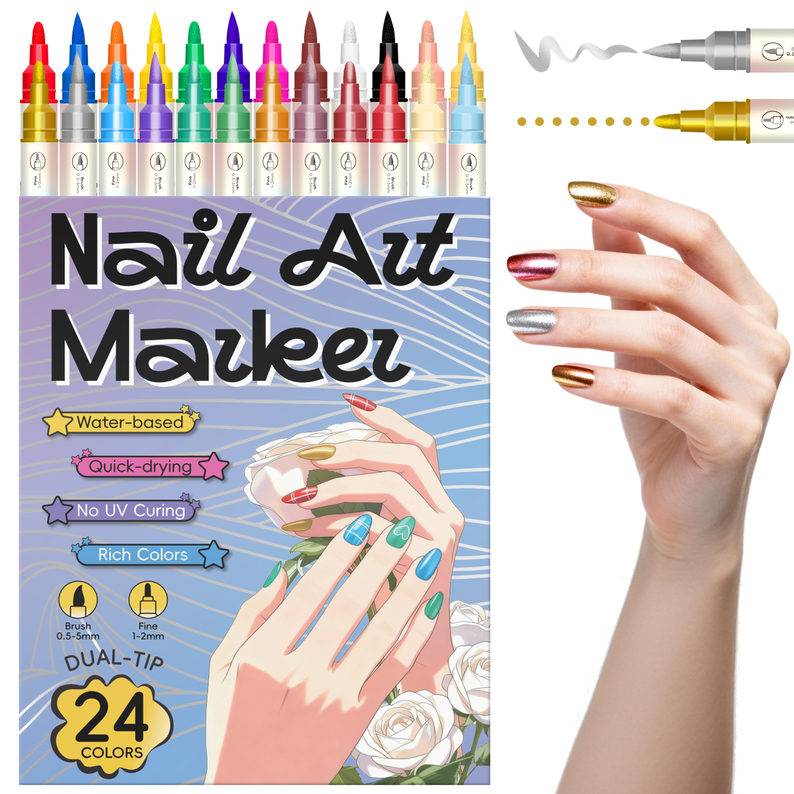 Dual-Ended Nail Art Pens, Avai - Nail Art One Stroke 리뷰 및 가격